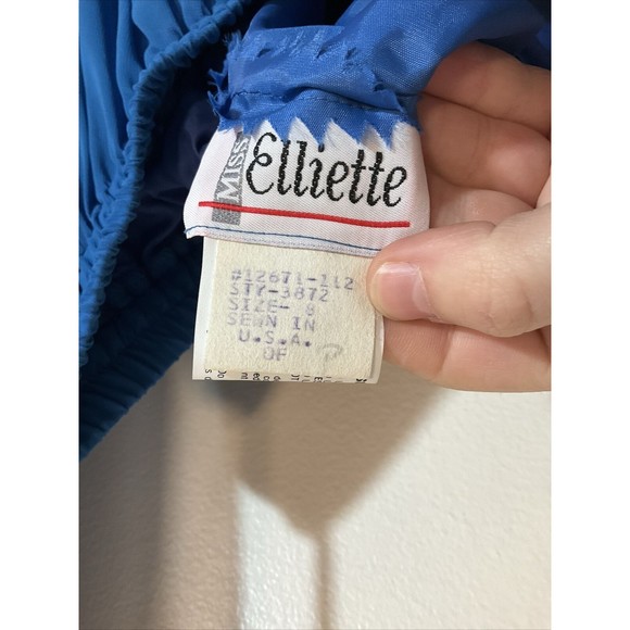 Miss Elliette Women’s 8 Blue Skirt Blazer Combo Vintage Ruffle Evening Swing - Picture 11 of 15